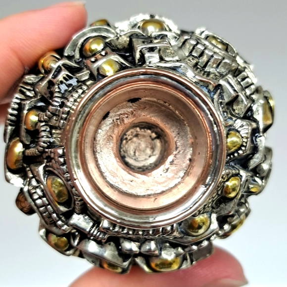 - Vintage "Holy Land" Judaica marked 925 silver Globe shaped candle  holders - Picture 9 of 9